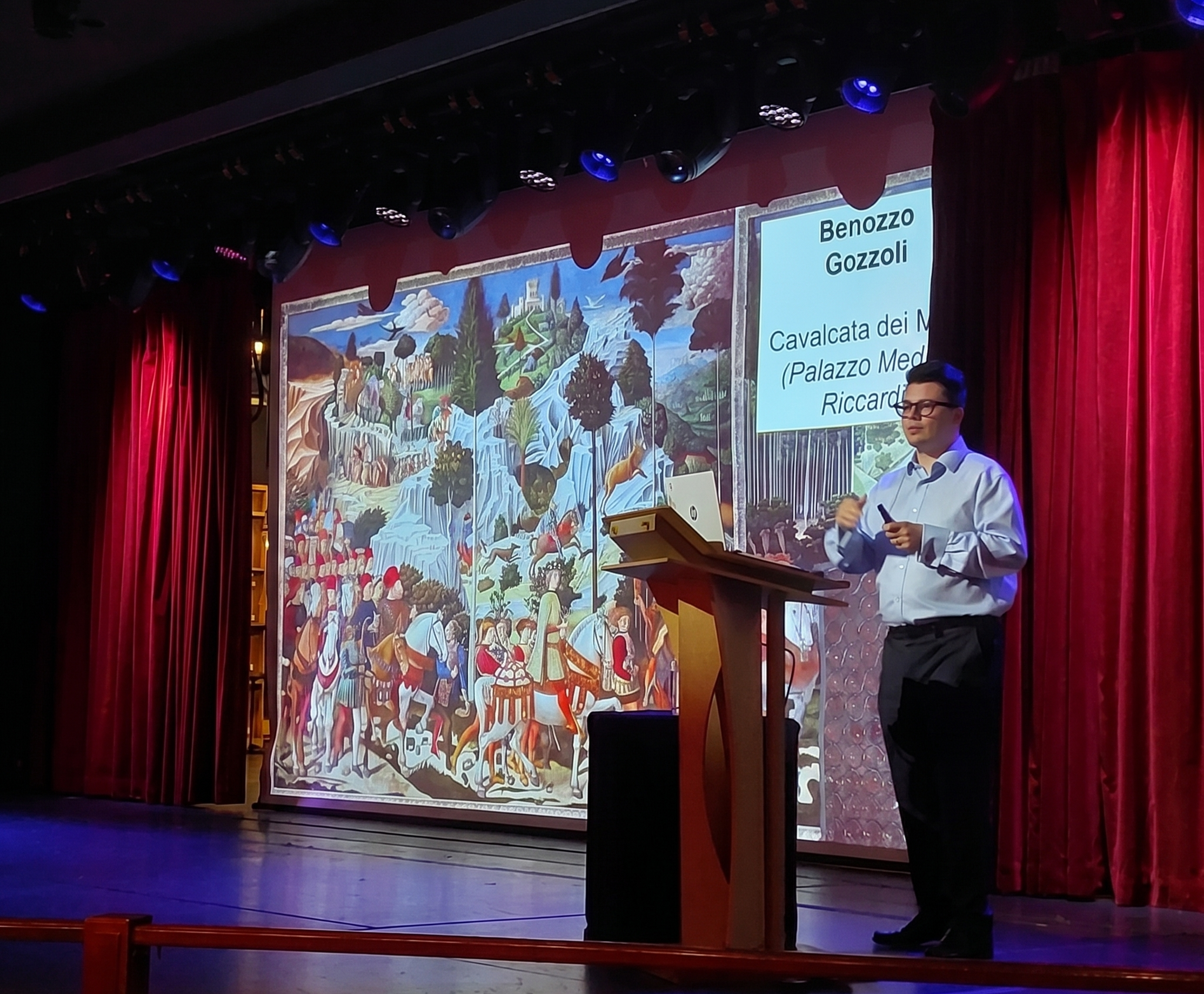 Alessio Perry lecturing on a cruise ship